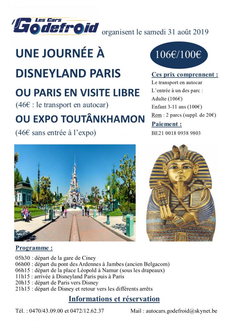 Affiche disneyland paris et expo toutankhamon et paris libre 31aout