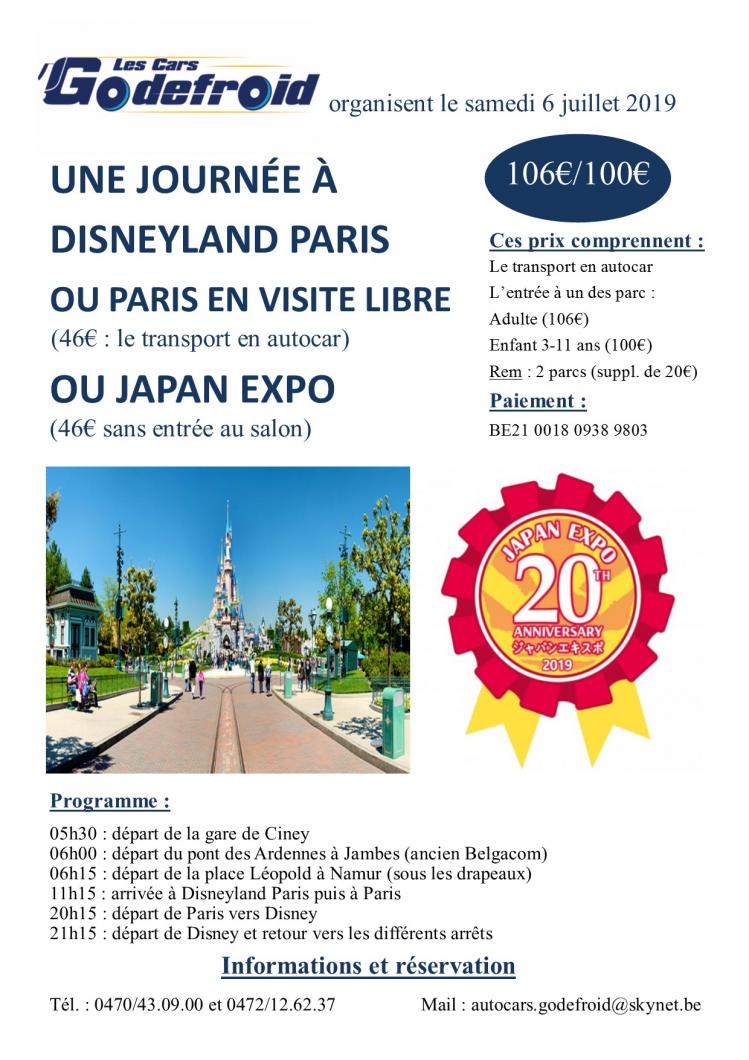 Affiche disneyland paris et japan expo et paris libre 6 juillet