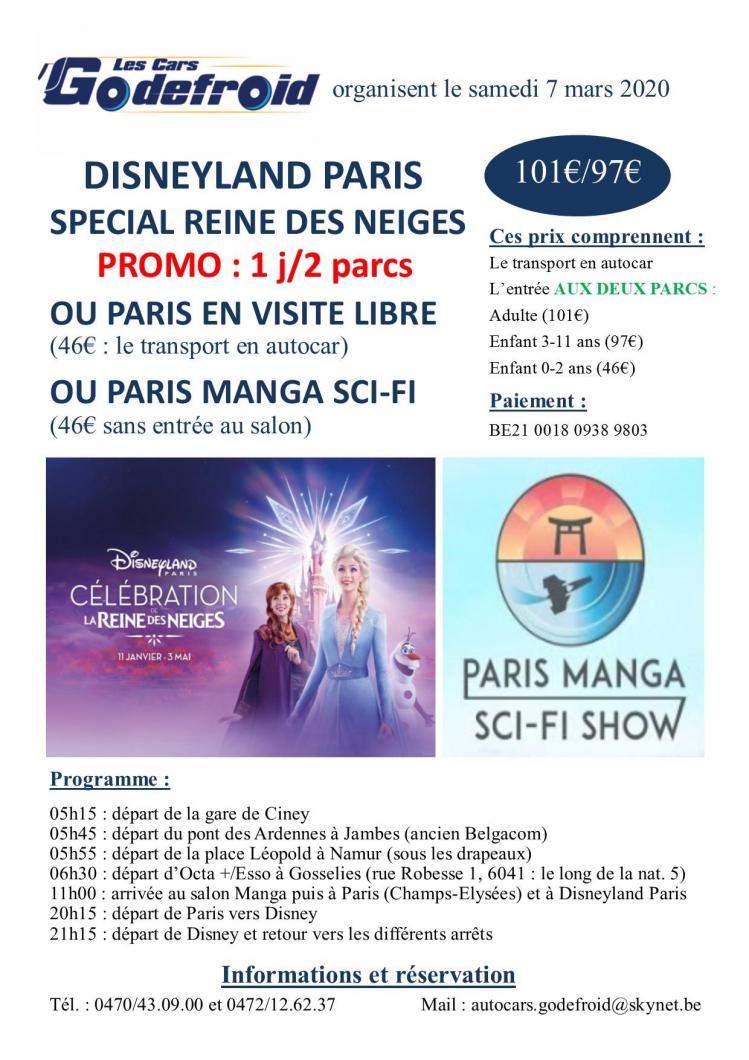 Affiche disneyland paris et paris manga et paris libre 7 mars 1