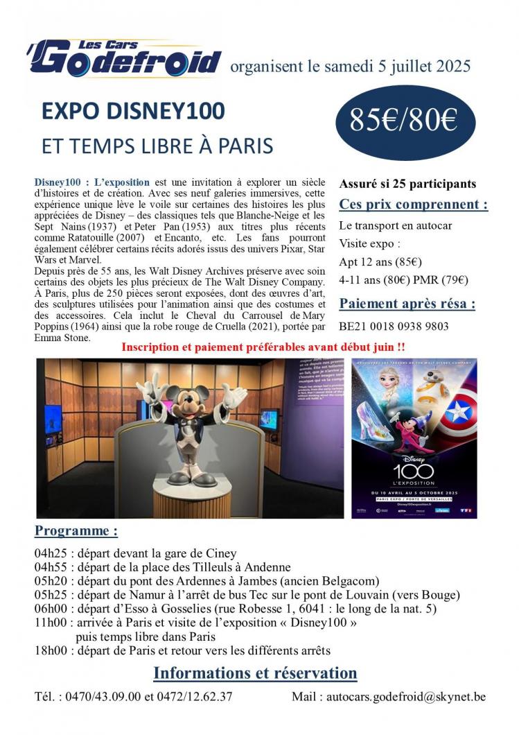 Affiche expo disney100 5 juillet 2025