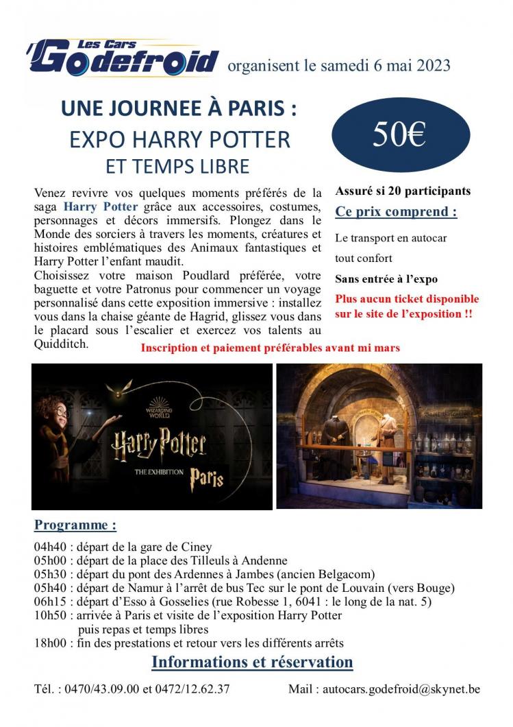 Affiche expo harry potter 6 mai 2024