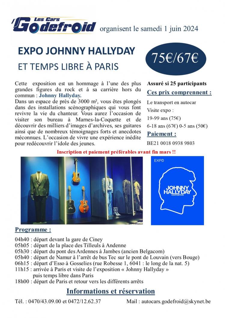 Expo Johnny Hallyday à Paris en car avec Cars Godefroid
