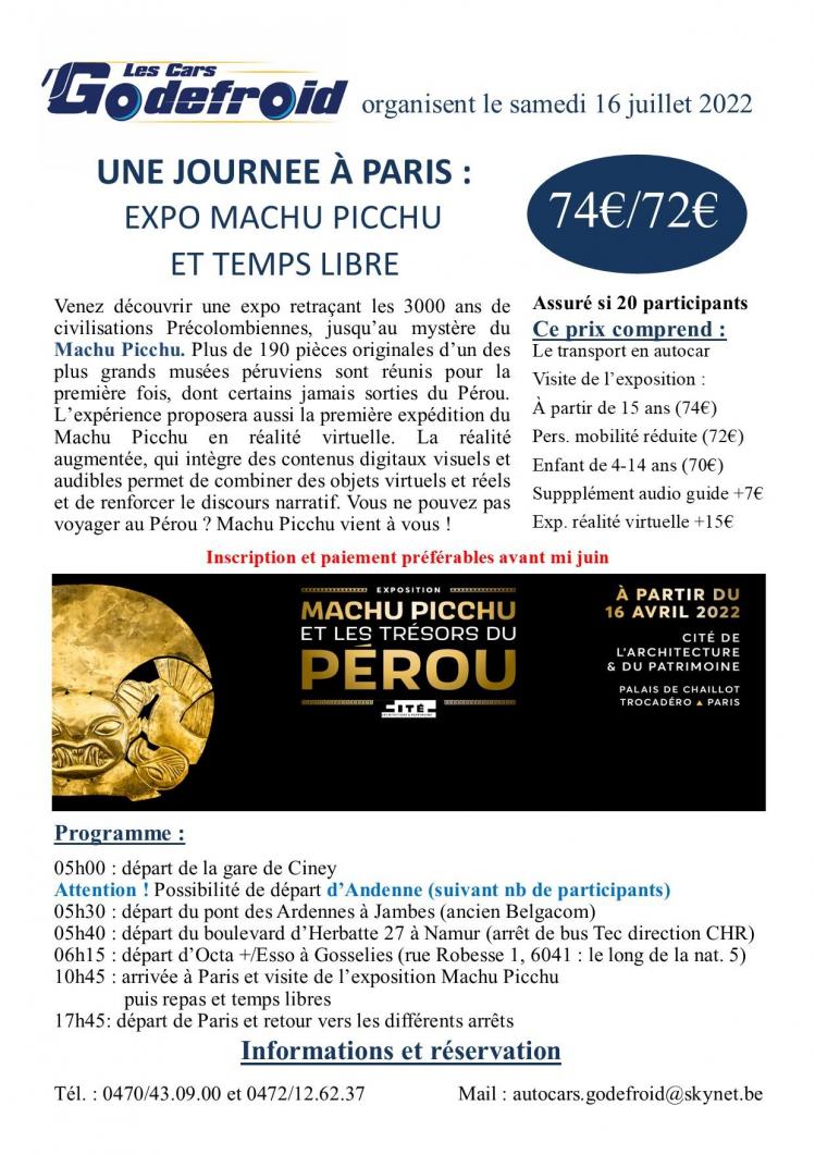 Affiche expo machu picchu 16 juillet 2022