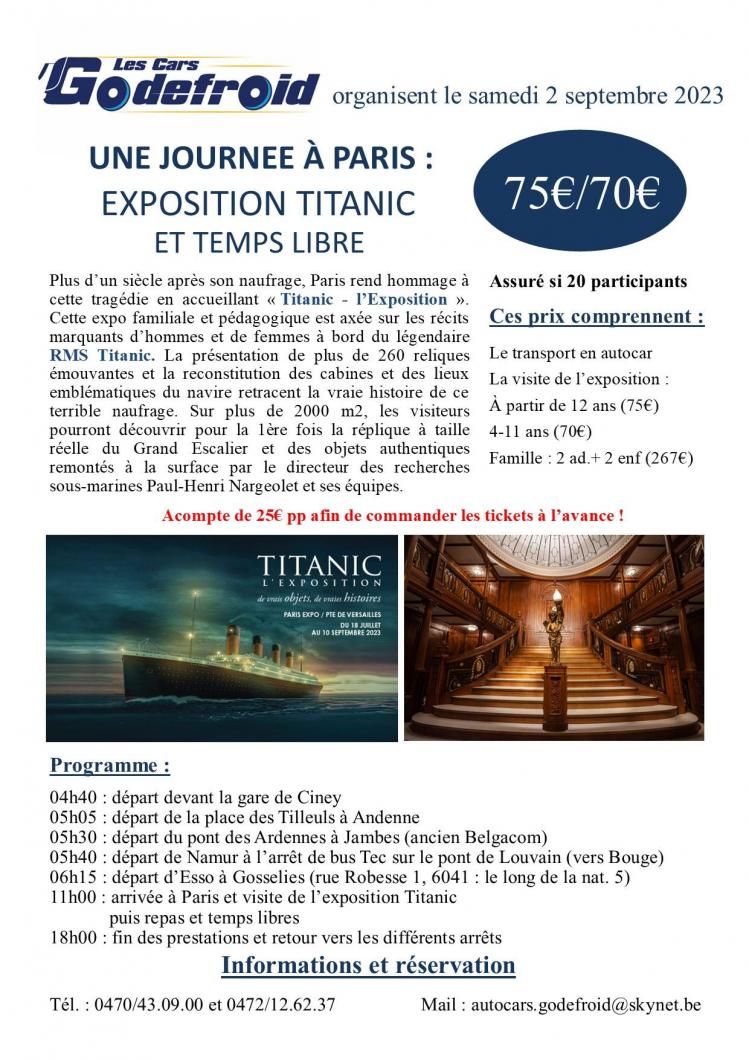 Affiche expo titanic 2 septembre 2023