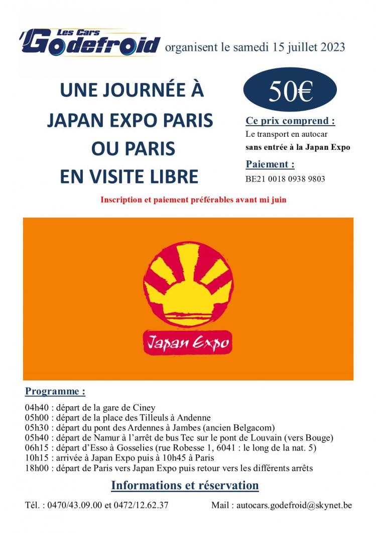 Affiche japan expo et paris libre 15 juillet 2023