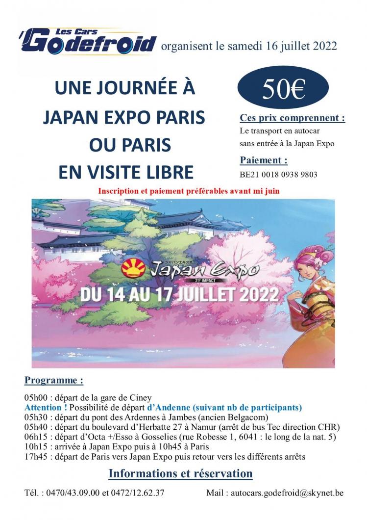 Affiche japan expo et paris libre 16 juillet 2022