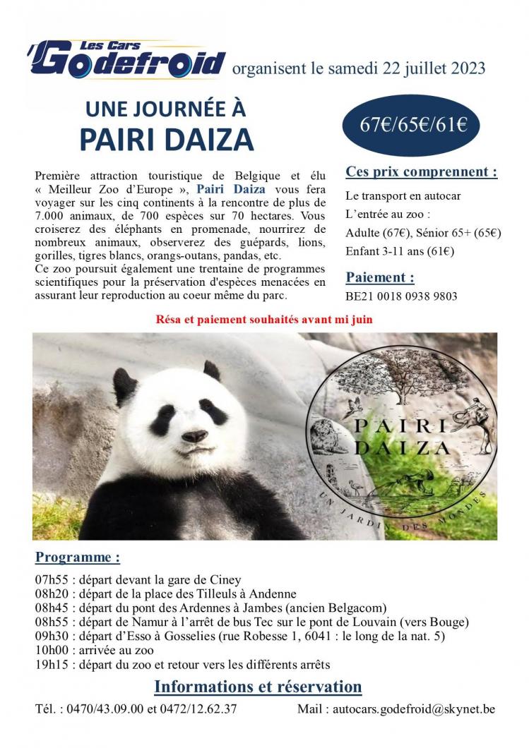 Affiche pairi daiza 22 juillet 2023