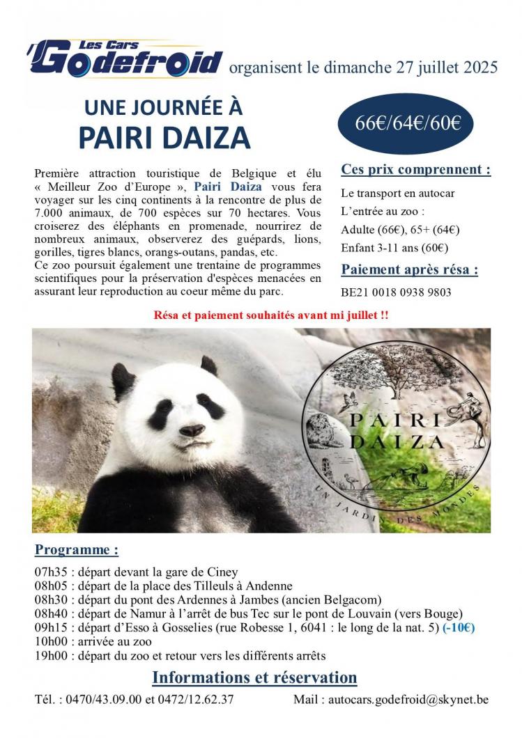 Affiche pairi daiza 27 juillet 2026