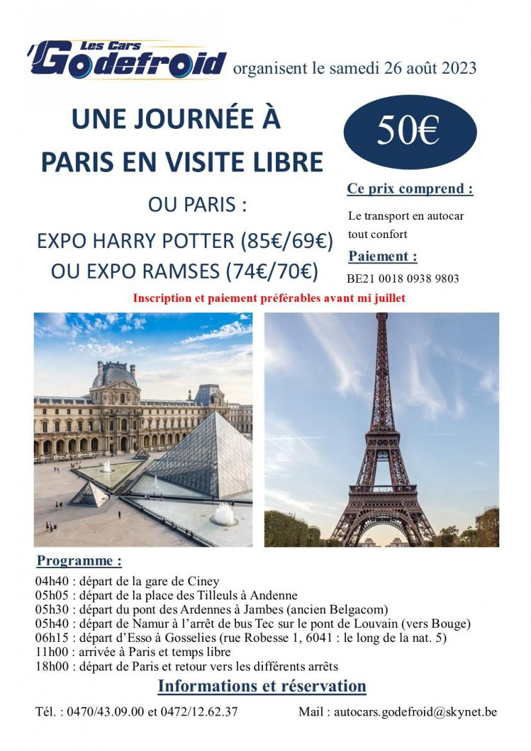 Affiche paris visite libre 26 aout 2023