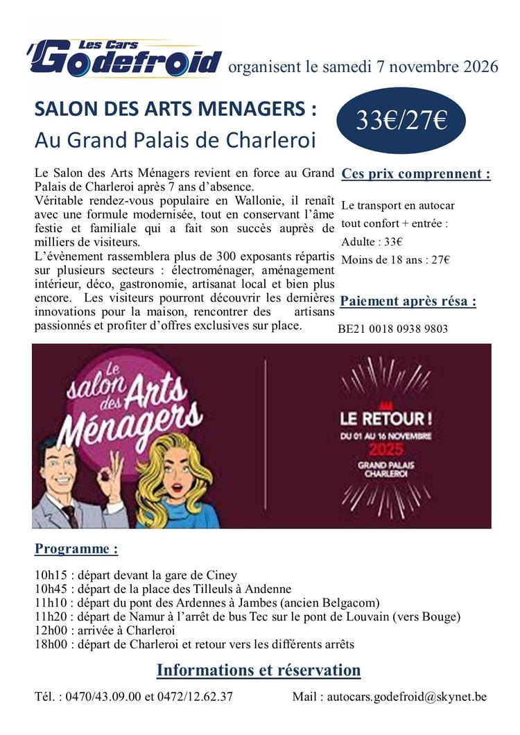 Affiche salon arts menagers charleroi 7 novembre 2026