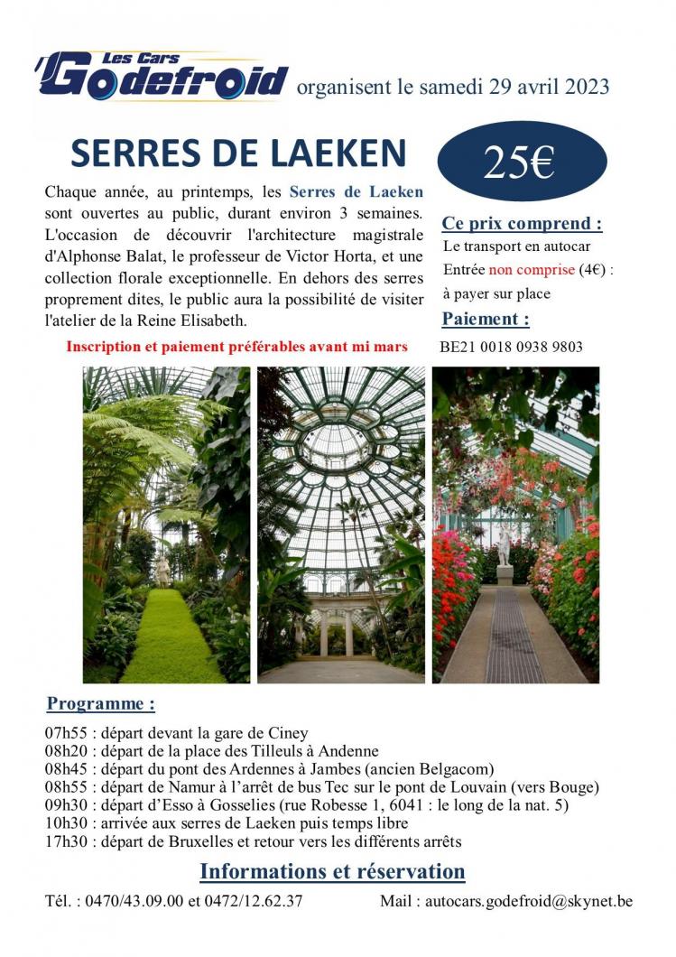 Affiche serres de laeken et temps libre 29 avril 2023