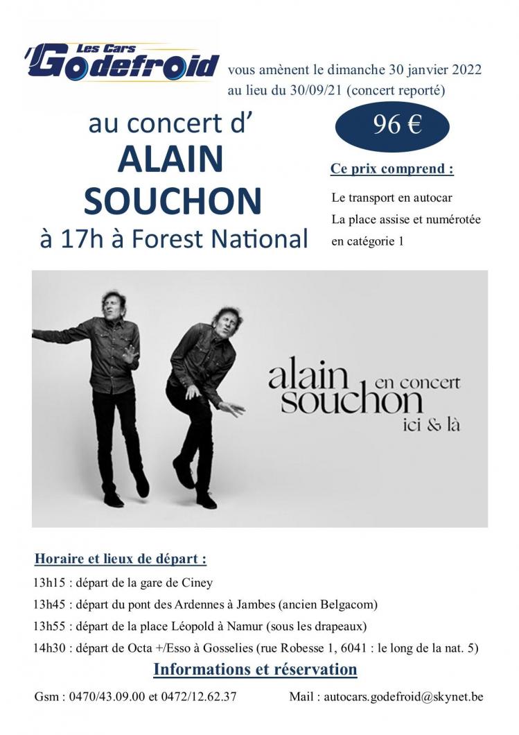 Alain souchon concert 30 janvier 2022 report du 30 septembre 2021 et 24 novembre 2020