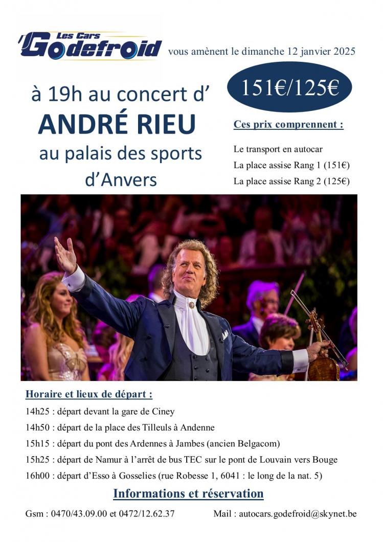 Concert André Rieu Nouvel An en autocar avec Cars Godefroid