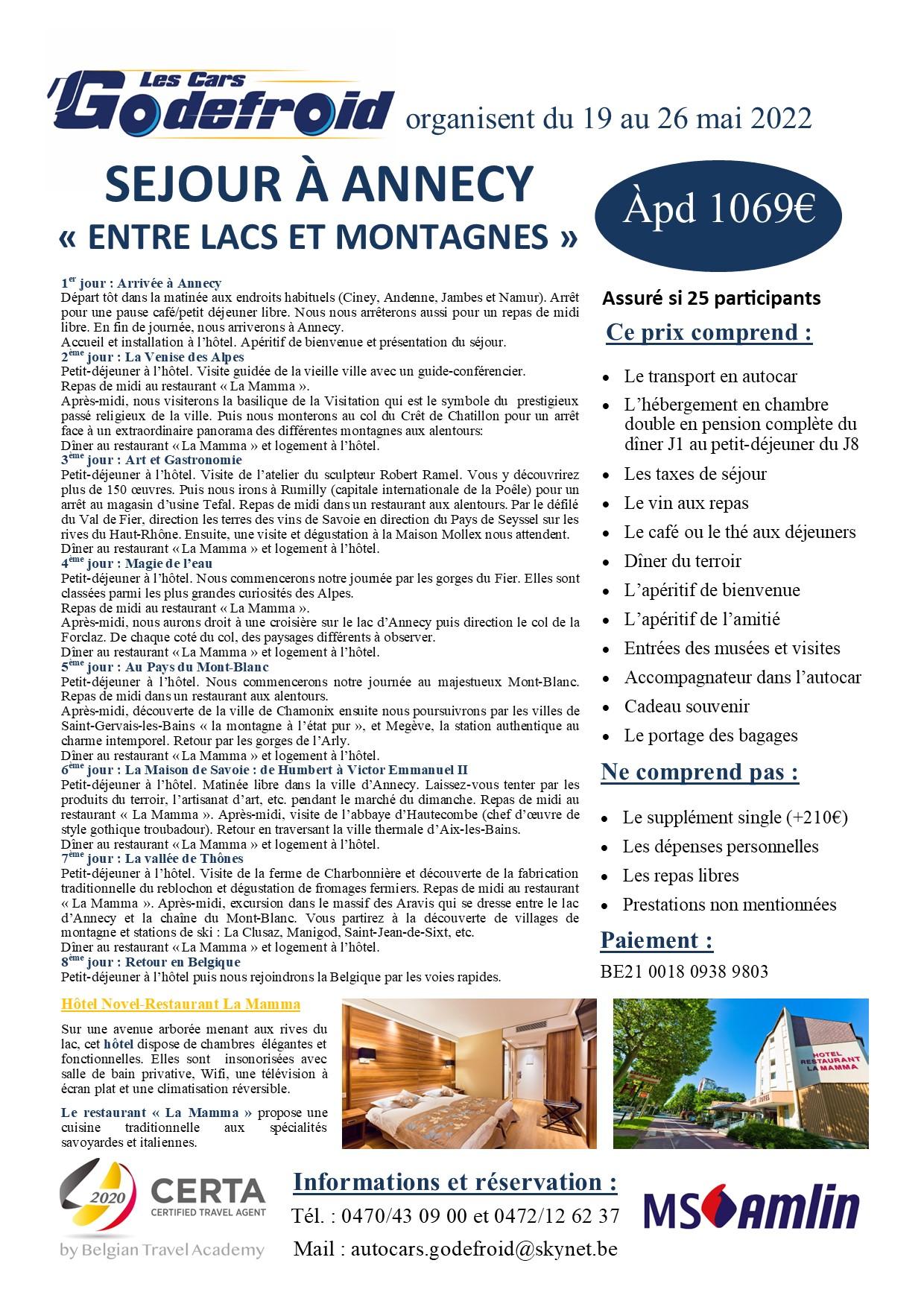 Annecy 8 jours 19 au 26 05 2022