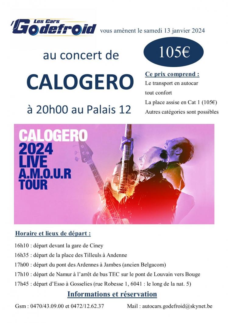 Calogero concert 13 janvier 2024