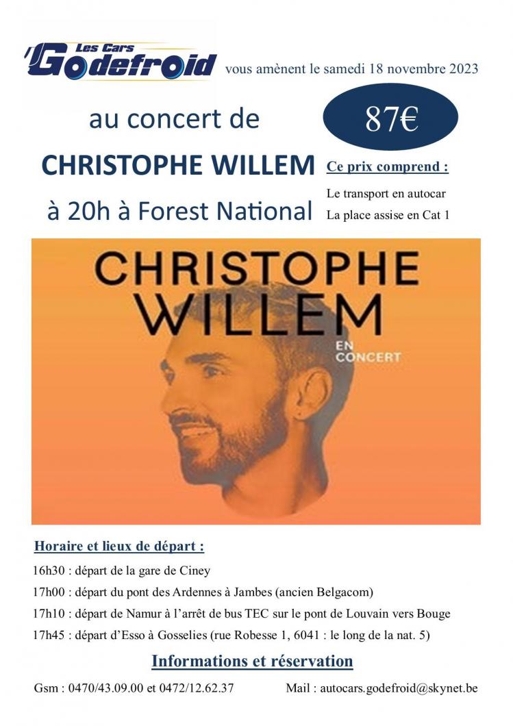 Christophe willem concert 18 novembre 2024