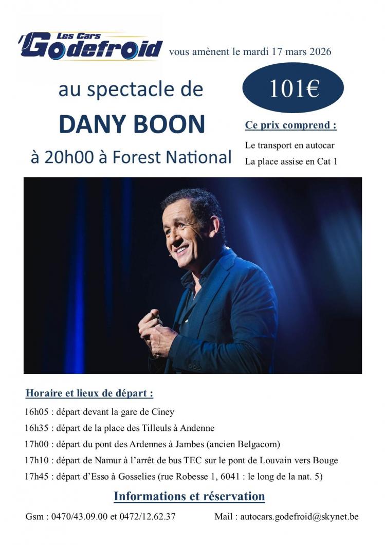 Dany boon concert 17 mars 2026