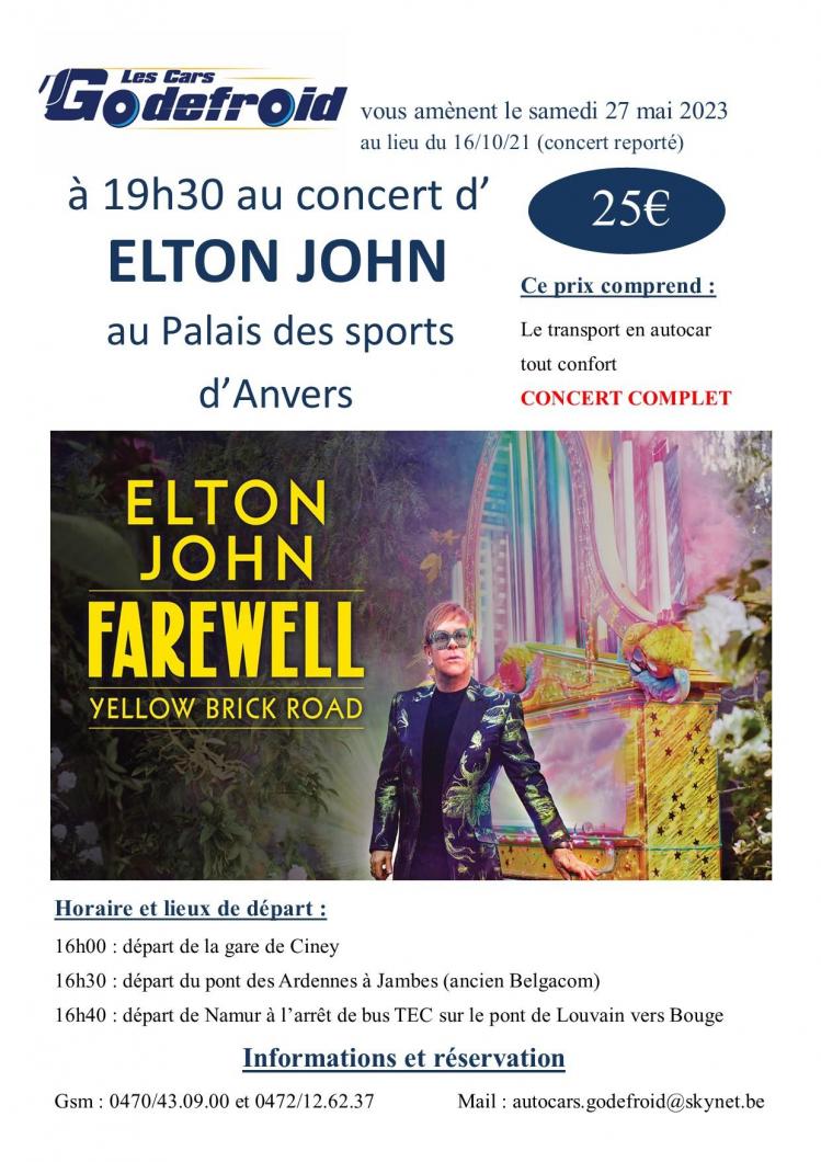 Elton john 27 mai 2023 concert report du 16 octobre 2021 et 8 septembre 2020 1