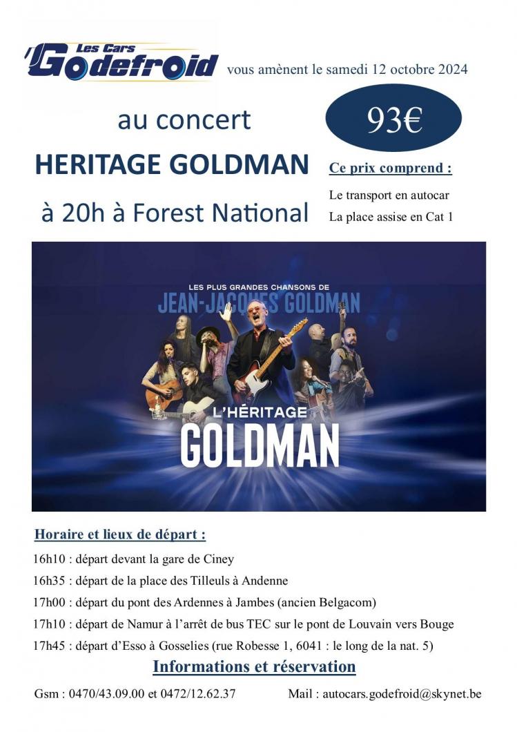 Heritage goldman concert 12 octobre 2024