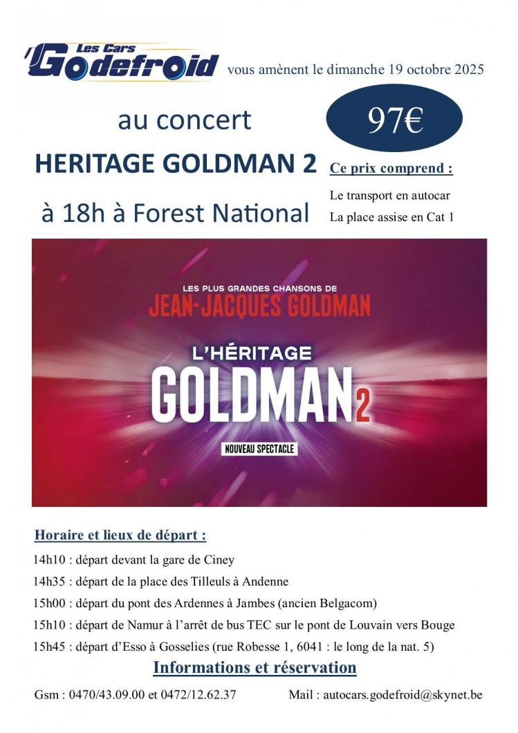 Heritage goldman concert 19 octobre 2025