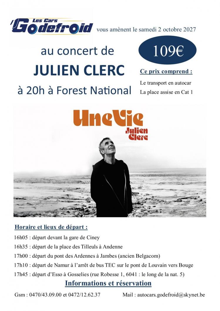 Julien clerc concert 2 octobre 2027
