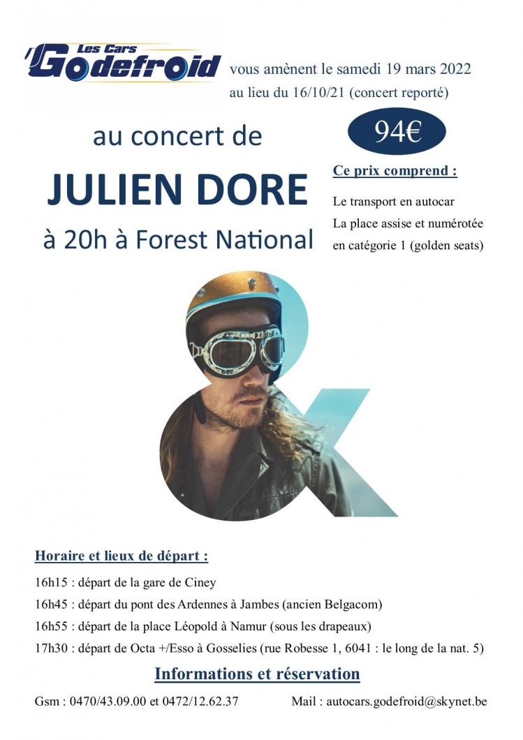 Julien dore concert 19 mars 2022 report du 16 octobre 2021