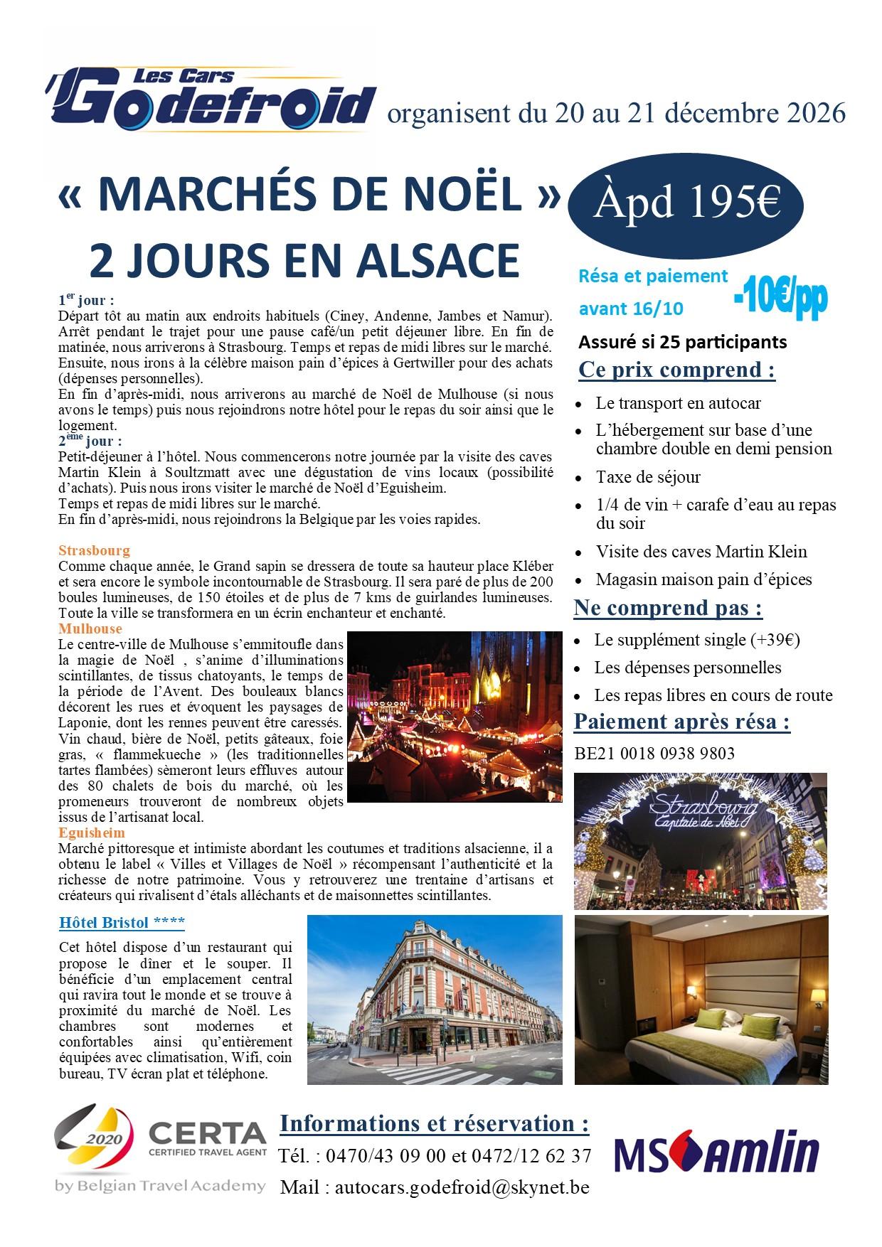 Marche de noel alsace 2 jours 20 au 21 12 2026