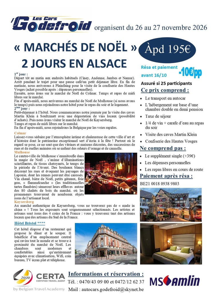 Marche de noel alsace 2 jours 26 au 27 11 2026