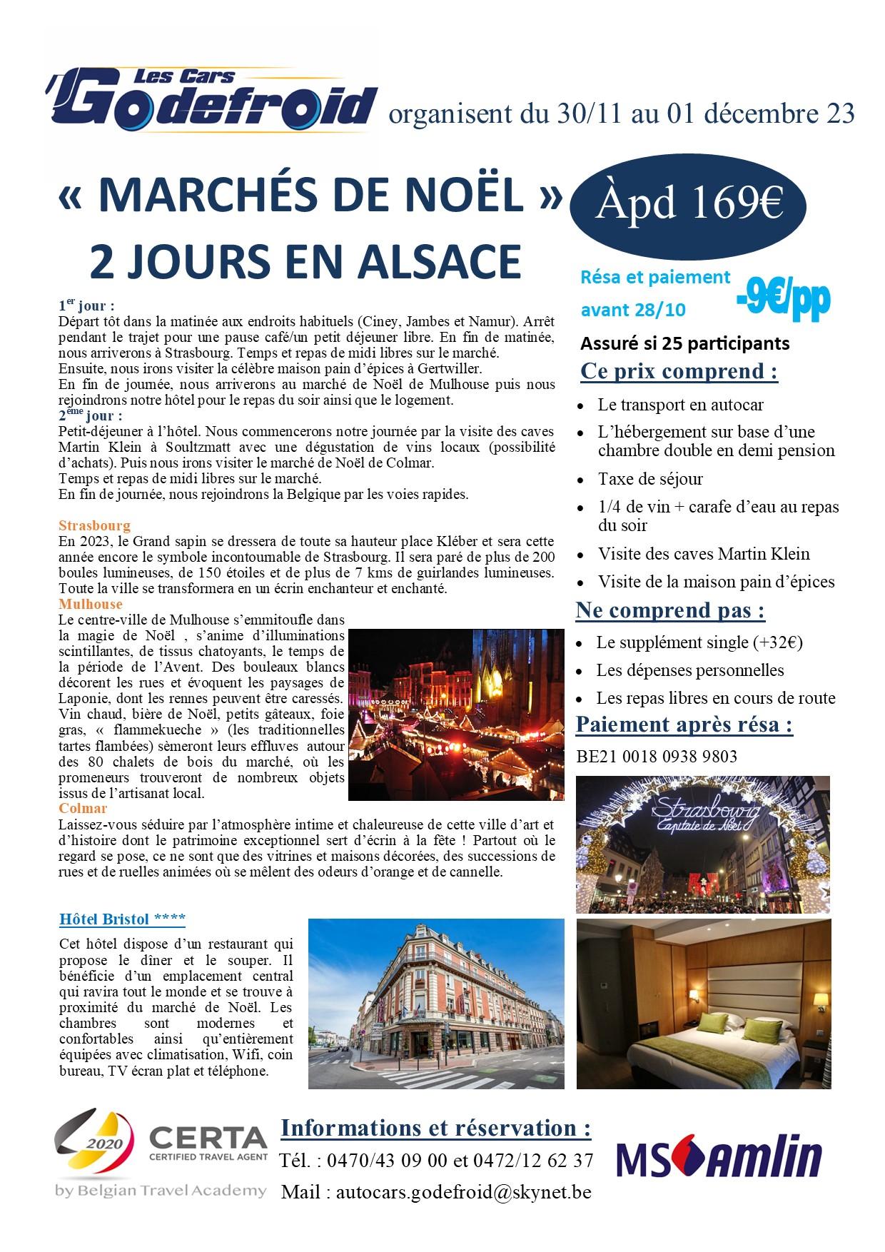 Marche de noel alsace 2 jours 30 11 au 01 12 2023