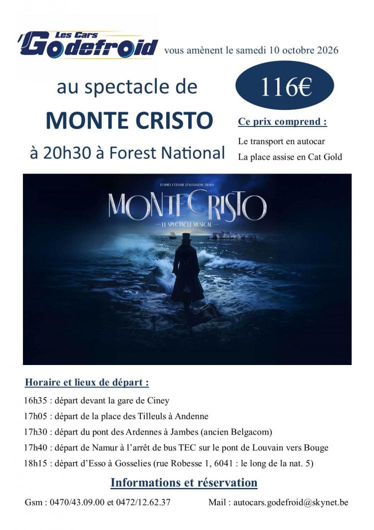 Monte cristo concert 10 octobre 2026