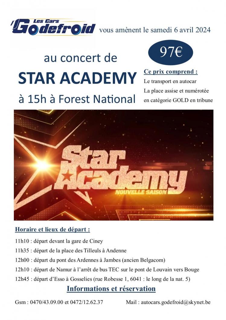 Star academy concert 6 avril 2024 15h