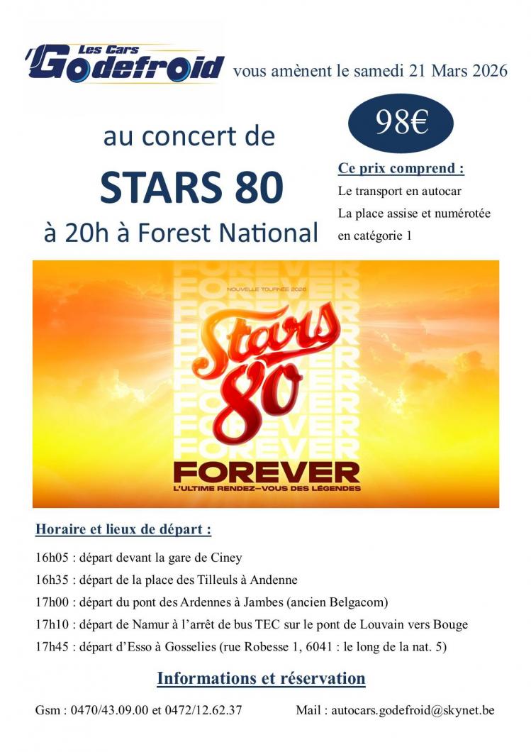 Stars 80 concert 21 mars 2026