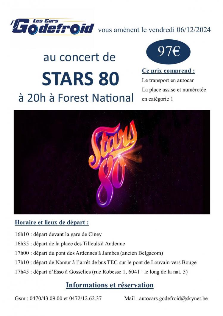 Stars 80 concert 6 decembre 2024