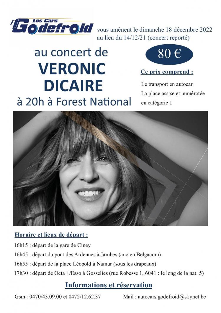 Veronic dicaire concert 18 decembre 2022 report du 14 decembre 2021